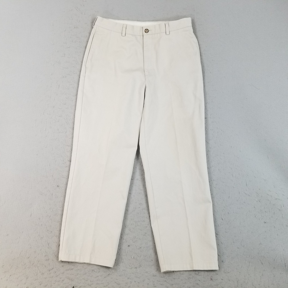 LL Bean Chino Pants Mens 34x29 Cream Double L Natural Fit Cotton Twill 0WU62